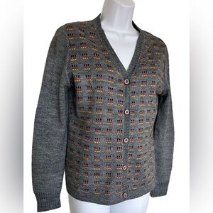 Vintage Grey Patterned Cardigan Sweater by Francesca for Damon Italy 12 M